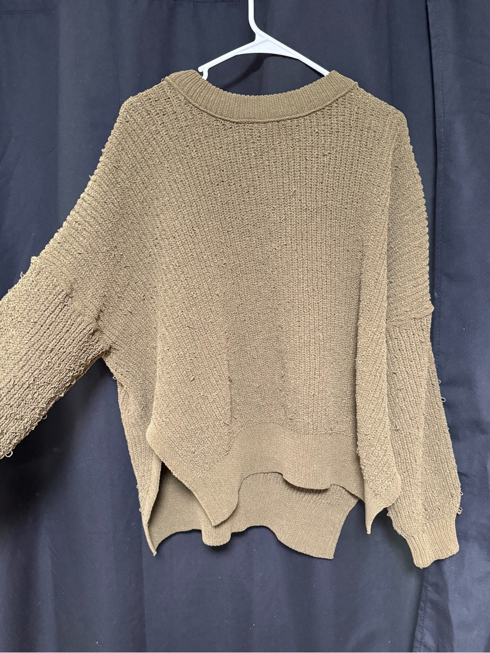 AERIE olive green distressed knit sweater